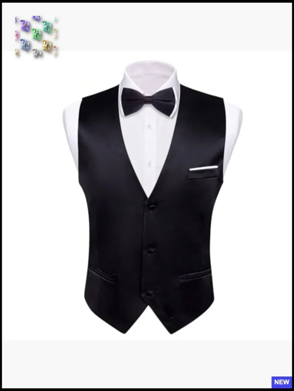 Slim Fit Formal Vest Set Classic Elegant Wedding Party Tuxedo V-Neck